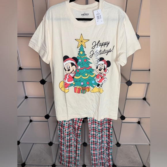 Disney Mickey & Minnie Christmas Adult Unisex Pajama Set Size Large NWT - Picture 2 of 6